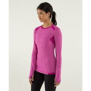 Lululemon Base Runner Long Sleeve Mini Check Pique Raspberry Womens S/6
